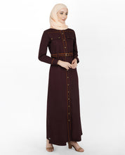 Maroon & Orange Full Front Open Jilbab