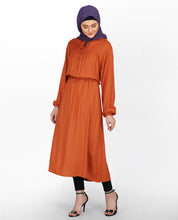 Rust Peter Pan Collar Midi Dress