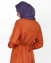 Rust Peter Pan Collar Midi Dress