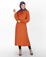 Rust Peter Pan Collar Midi Dress