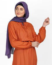Rust Peter Pan Collar Midi Dress