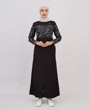Digital Black Full Front Open Jilbab