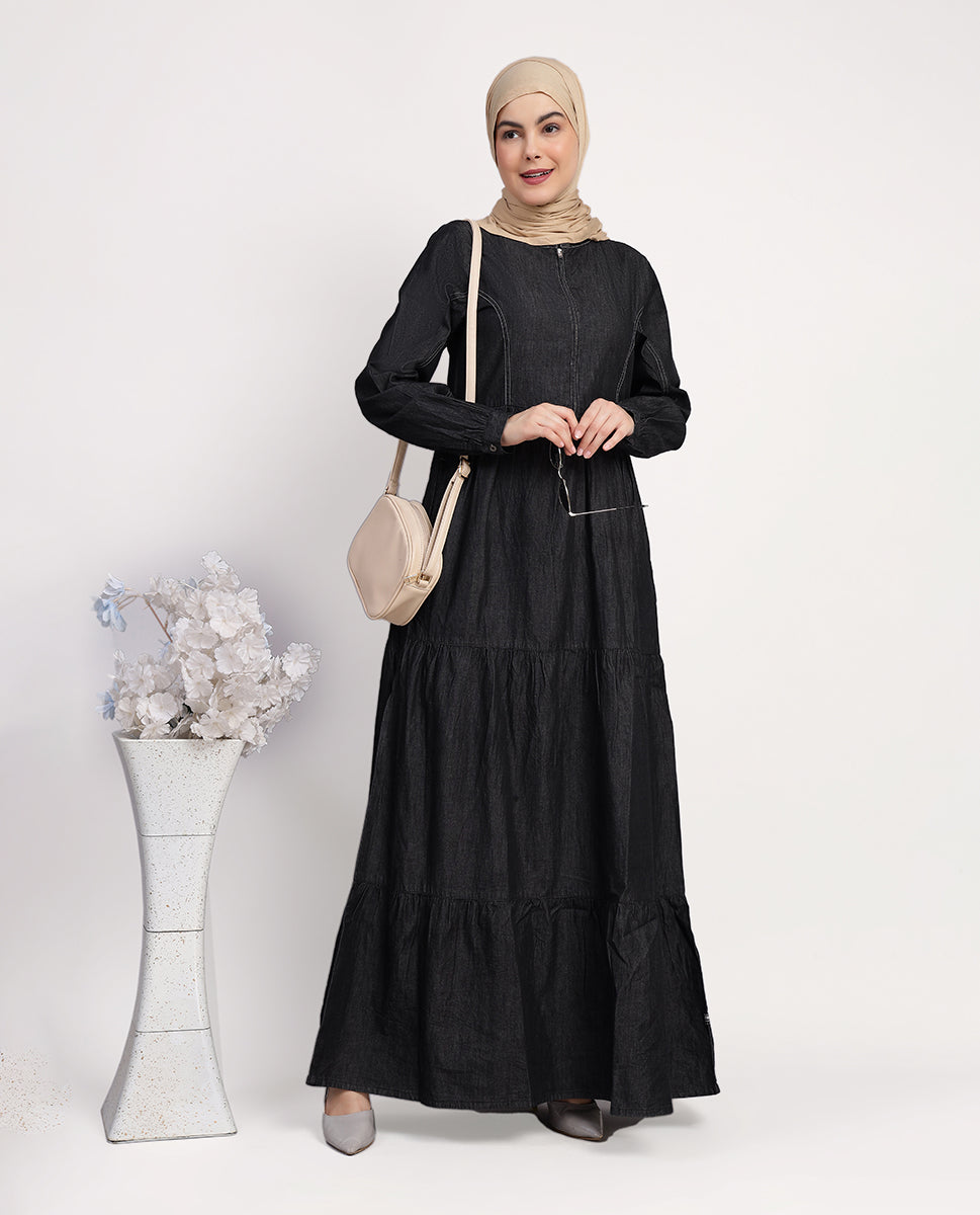 Comfort Max Fine Denim Maxi Dress - Black