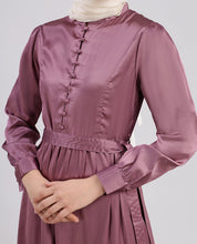 Peach Blossom Flared Satin Maxi Dress