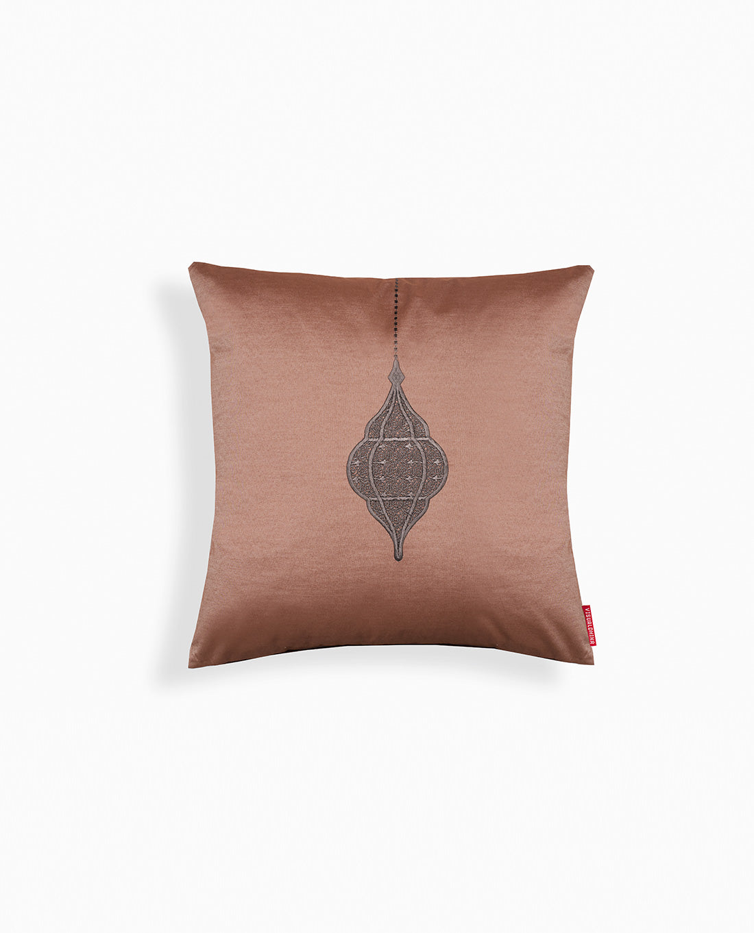 Visual Dhikr Lantern Embroidery Cushion Cover - Mocha / Black
