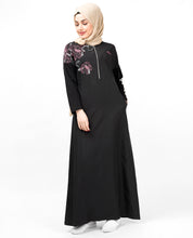 Black Dropped Shoulder Floral Jilbab