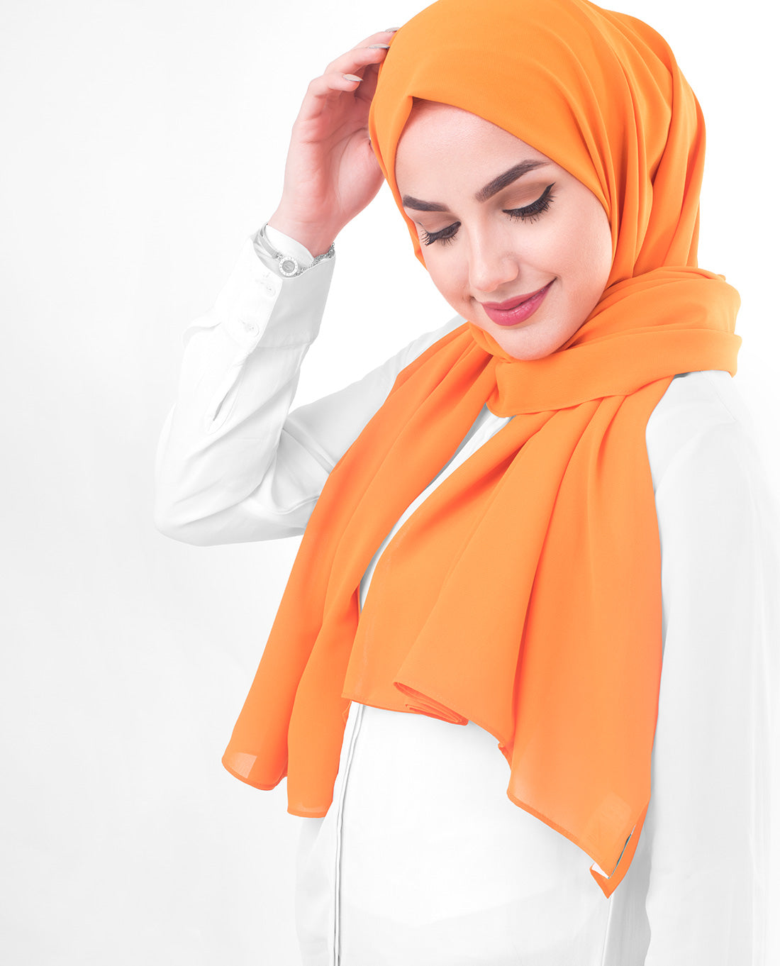 Orange Pepper Poly Georgette Scarf