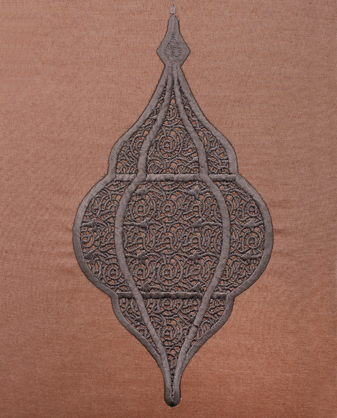 Visual Dhikr Lantern Embroidery Cushion Cover - Mocha / Black