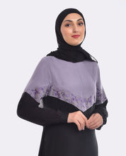 Silk Route Black And Lilac Contrast Embroidered Abaya Maxi Dress Jilbab Medium