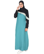 Silk Route Blue and Black Diagonal Contrast Jilbab Large