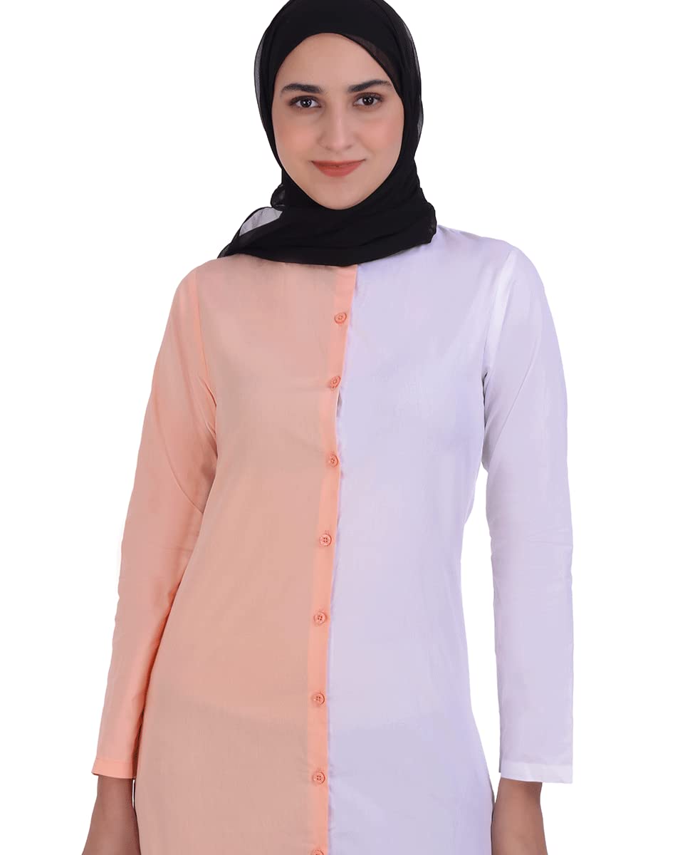 Silk Route White & Pink Colour Block Shirt Dress Small