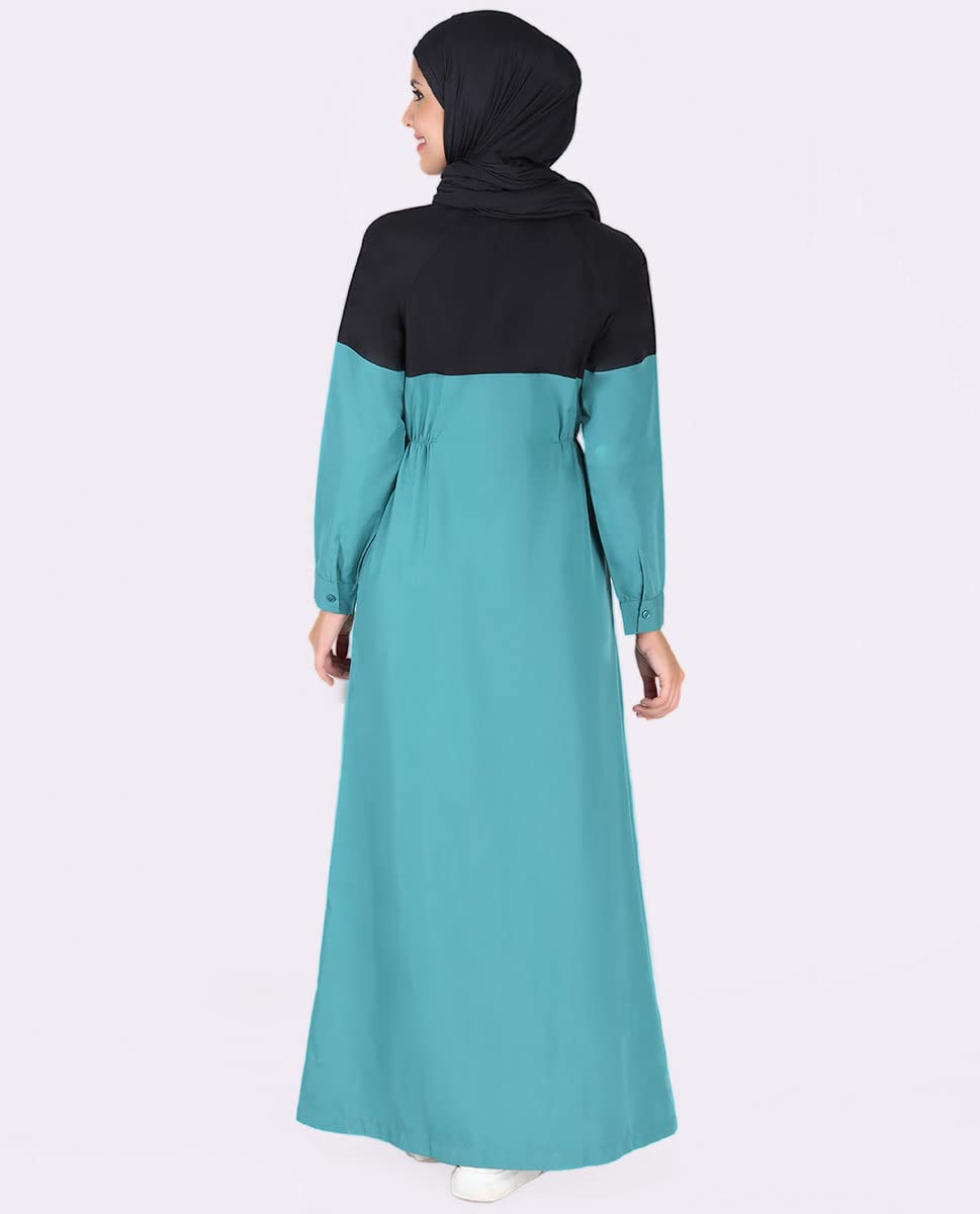 Silk Route Black and Blue Full Front Zipper Jilbab Medium