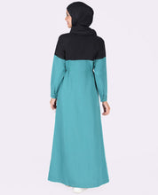 Silk Route Black and Blue Full Front Zipper Jilbab Medium