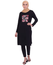 Silk Route Black Print Jersey T-Shirt Dress Medium