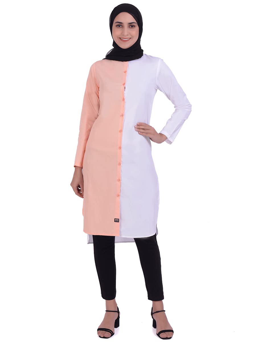 Silk Route White & Pink Colour Block Shirt Dress Small