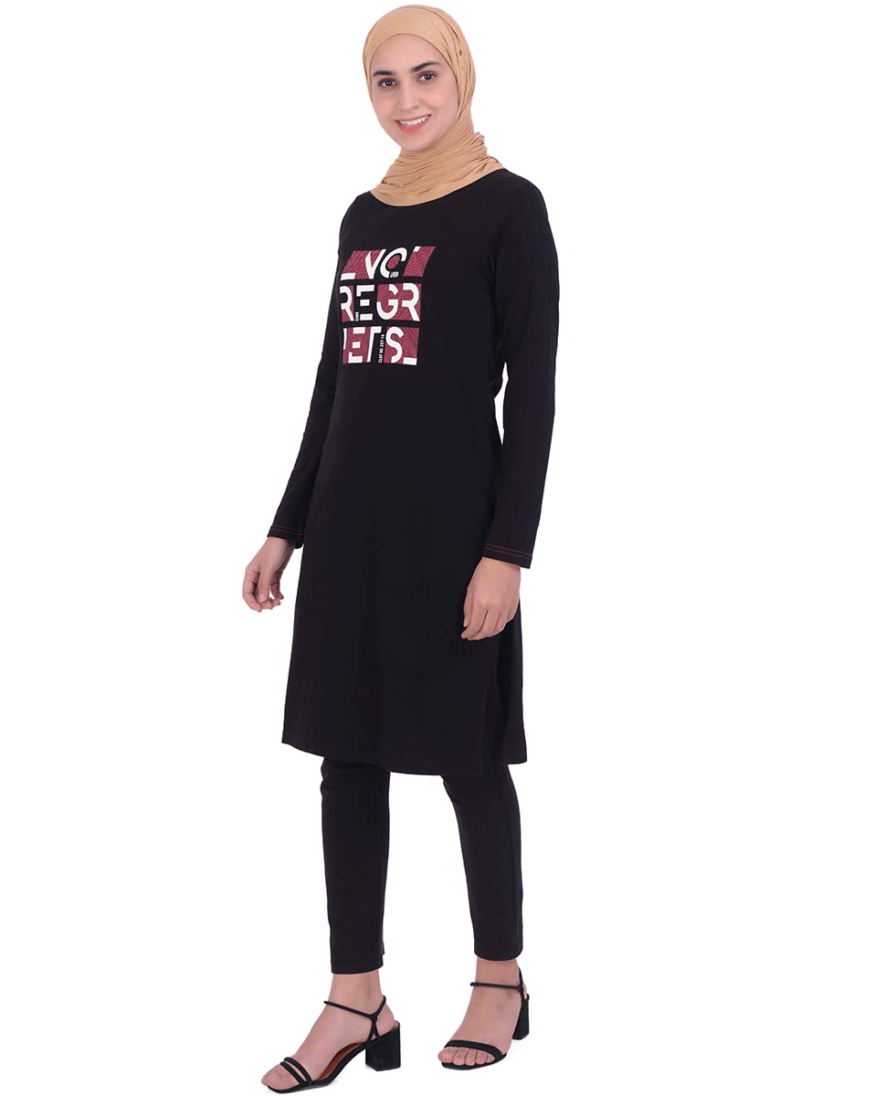 Silk Route Black Print Jersey T-Shirt Dress Medium