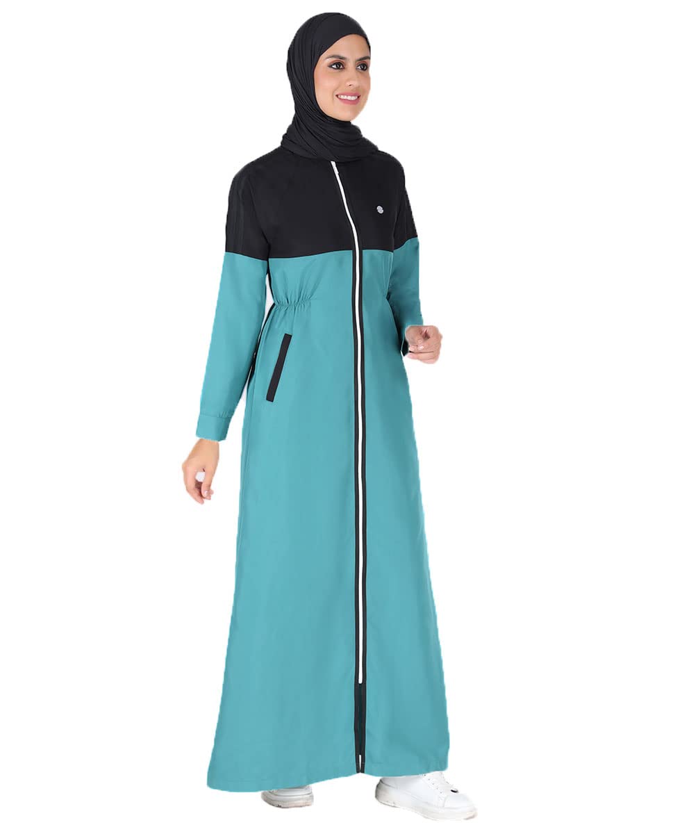 Silk Route Black and Blue Full Front Zipper Jilbab Medium