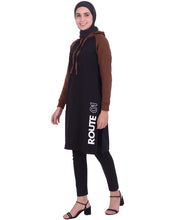 Brown Colour Block Hoody Top