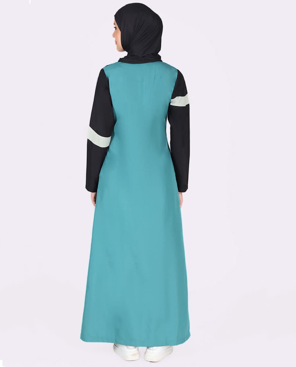 Silk Route Blue and Black Diagonal Contrast Jilbab Large