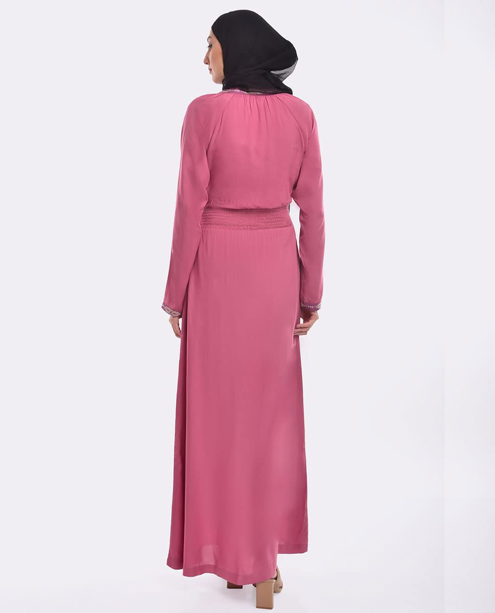 Silk Route Pink Blush Elastic Waist Abaya Maxi Dress Jilbab Large