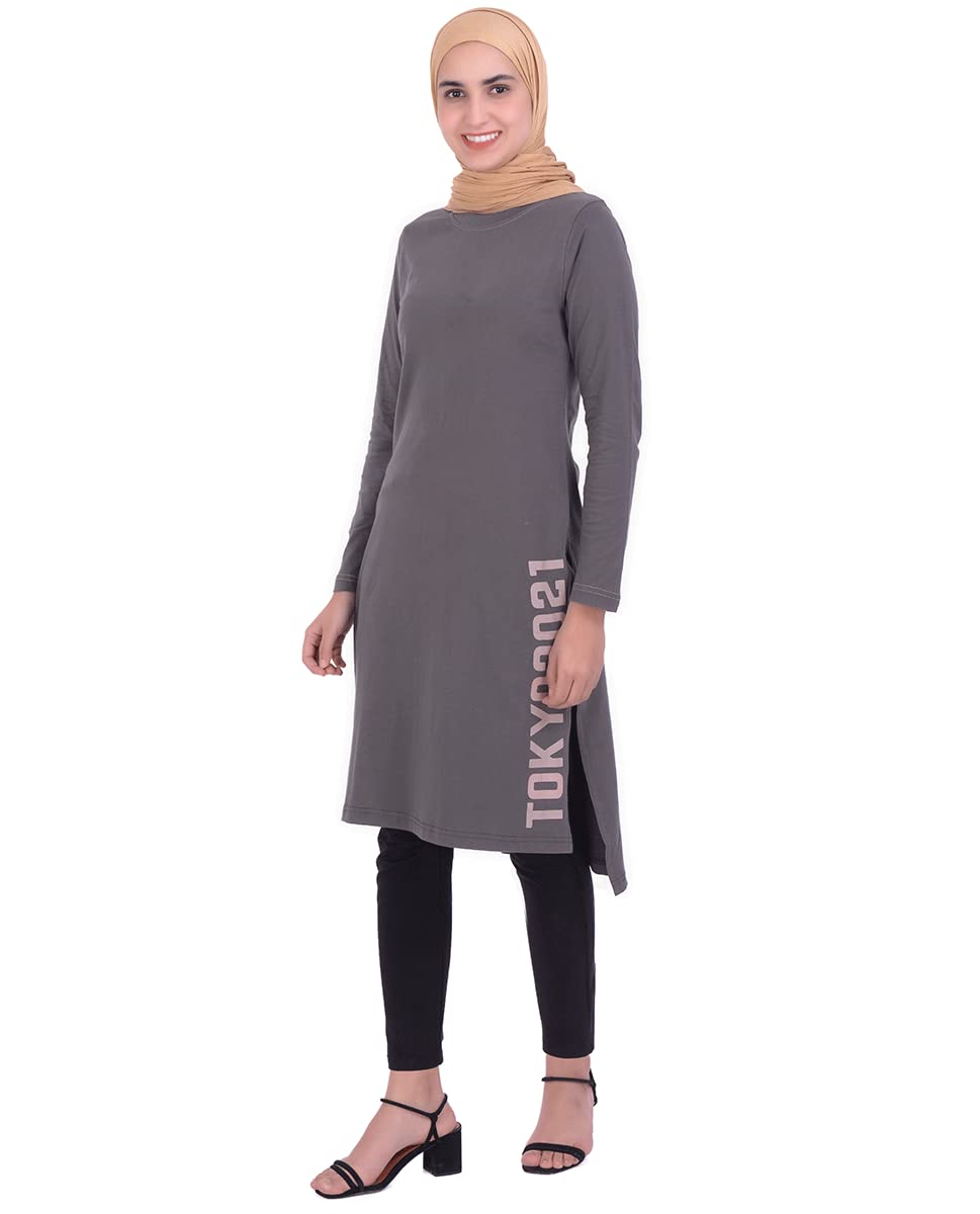 Charcoal Casual Jersey T-Shirt Dress
