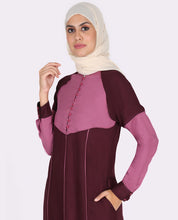 Silk Route Peach And Maroon Feminine Touch Abaya Maxi Dress Jilbab Small