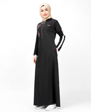 Black Dropped Shoulder Floral Jilbab