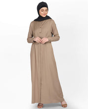 Silk Route Curved Collar Slim Waist Brown Abaya Small 52