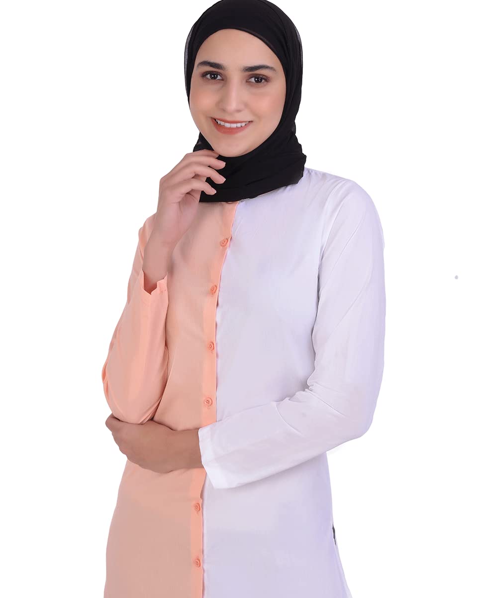 Silk Route White & Pink Colour Block Shirt Dress Small
