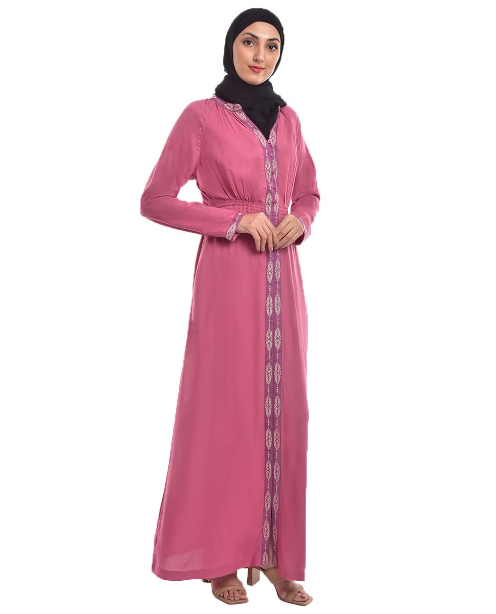 Silk Route Pink Blush Elastic Waist Abaya Maxi Dress Jilbab Large