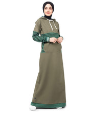 Silk Route© Khaki Casual Hooded Abaya Cotton Sporty Maxi Dress Jilbab XLarge 54