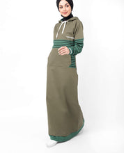 Silk Route© Khaki Casual Hooded Abaya Cotton Sporty Maxi Dress Jilbab XLarge 54
