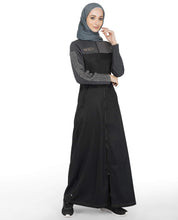 Silk Route Black Full Front Zip Opening Sporty Abaya Maxi Dress Jilbab Medium 56