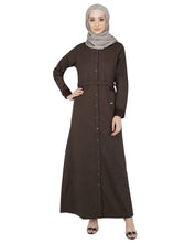 Silk Route Brown & Maroon Full Front Open Urban Cotton Abaya Maxi Dress Jilbab Large 58