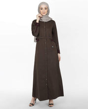 Silk Route Brown & Maroon Full Front Open Urban Cotton Abaya Maxi Dress Jilbab Large 58