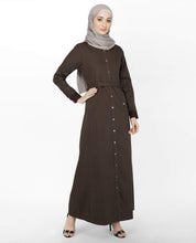 Silk Route Brown & Maroon Full Front Open Urban Cotton Abaya Maxi Dress Jilbab Large 58