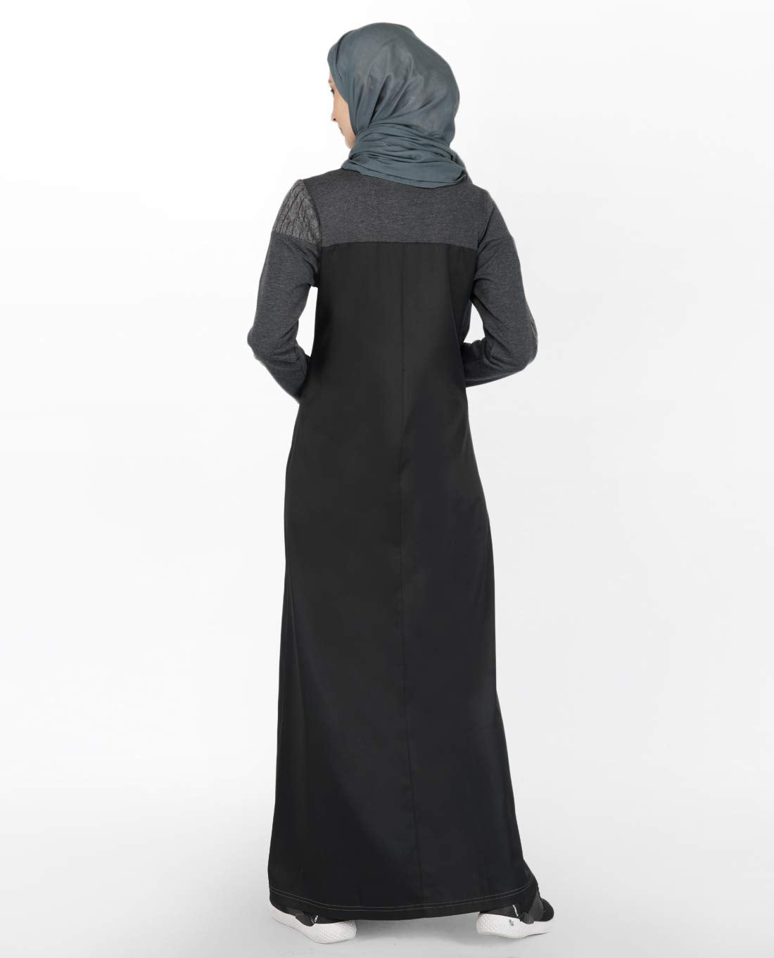 Silk Route Black Full Front Zip Opening Sporty Abaya Maxi Dress Jilbab Medium 56