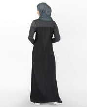 Silk Route Black Full Front Zip Opening Sporty Abaya Maxi Dress Jilbab Medium 56