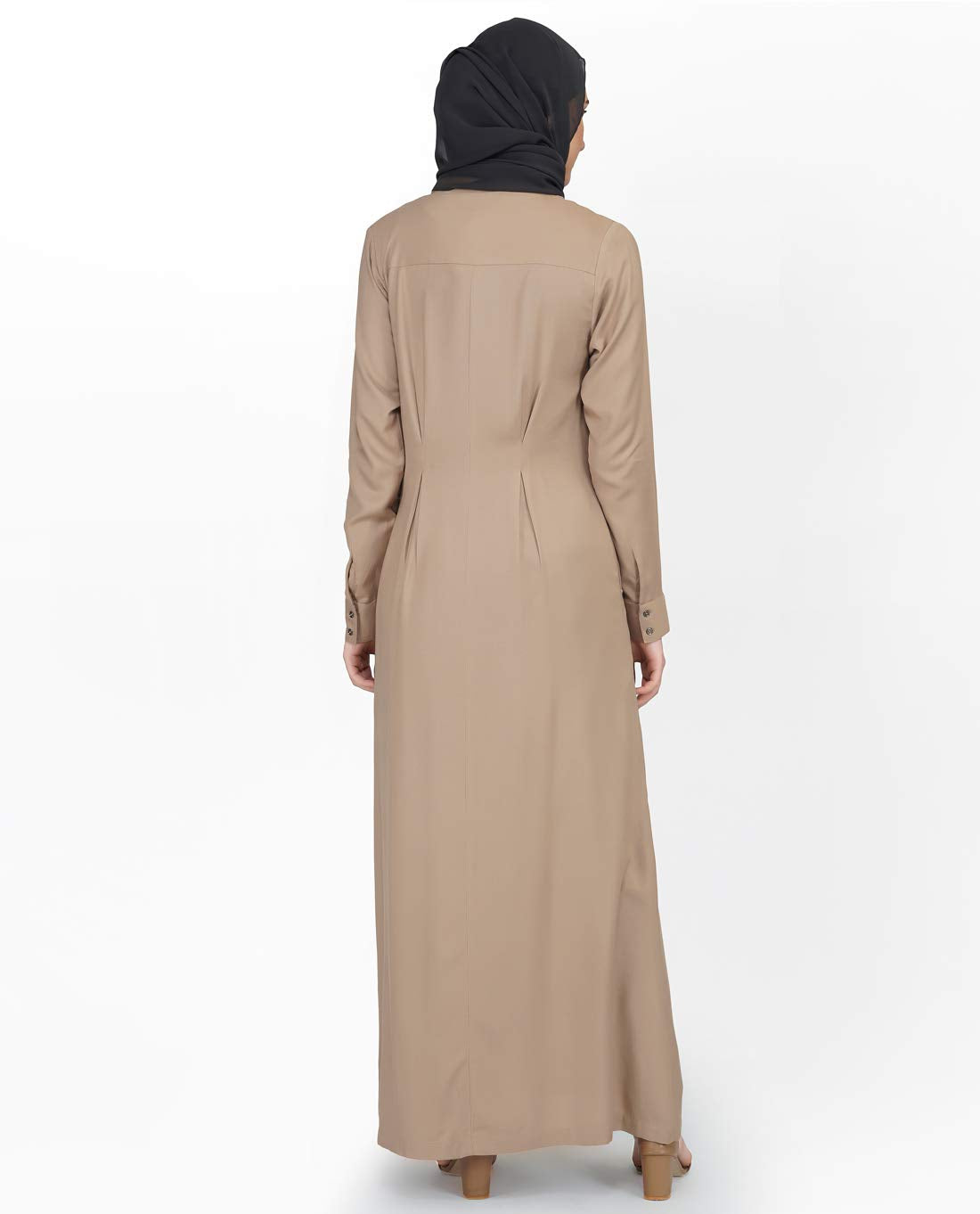 Silk Route Curved Collar Slim Waist Brown Abaya Small 52