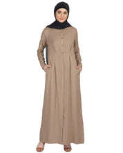 Silk Route Curved Collar Slim Waist Brown Abaya Small 52
