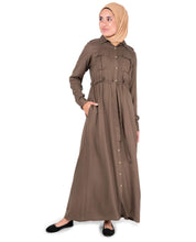 Silk Route© Teak Brown Full Front Open Urban Viscose Abaya Maxi Dress Jilbab Small 54