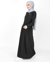Silk Route© Black & White Top Stitch Abaya Viscose Sporty Maxi Dress Jilbabs Large 56