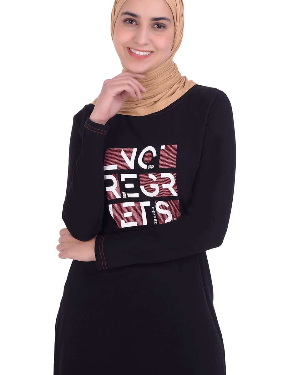 Silk Route Black Print Jersey T-Shirt Dress Medium