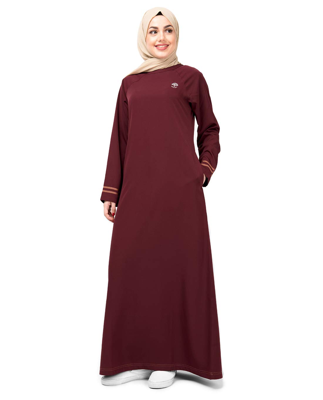 Silk Route© Simple Maroon Abaya Taslon Sporty Maxi Dress Jilbab Small 54