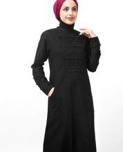 Silk Route Black Lace Patched Abaya Cotton Urban Maxi Dress Jilbab Small 58