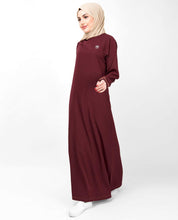 Silk Route© Simple Maroon Abaya Taslon Sporty Maxi Dress Jilbab Small 54