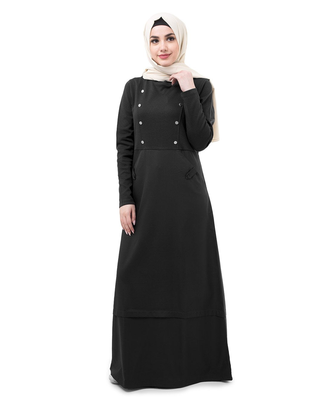 Silk Route Black Smart Sister Urban Polyester Maxi Dress Jilbab Medium 60
