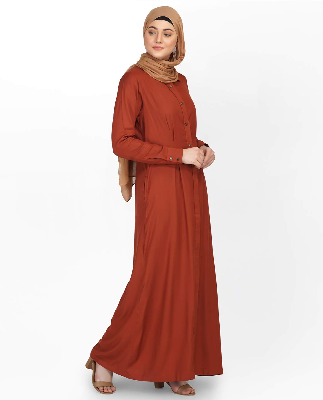 Silk Route Curved Collar Slim Waist Sequoia Abaya Small 54 Red