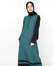 Silk Route© Tapestry Green Colour Blocking Abaya Polyester Sporty Maxi Dress Jilbabs Small 56