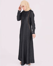 Silk Route Slate Grey Pure Tencil Denim Abaya Maxi Dress Jilbab Medium